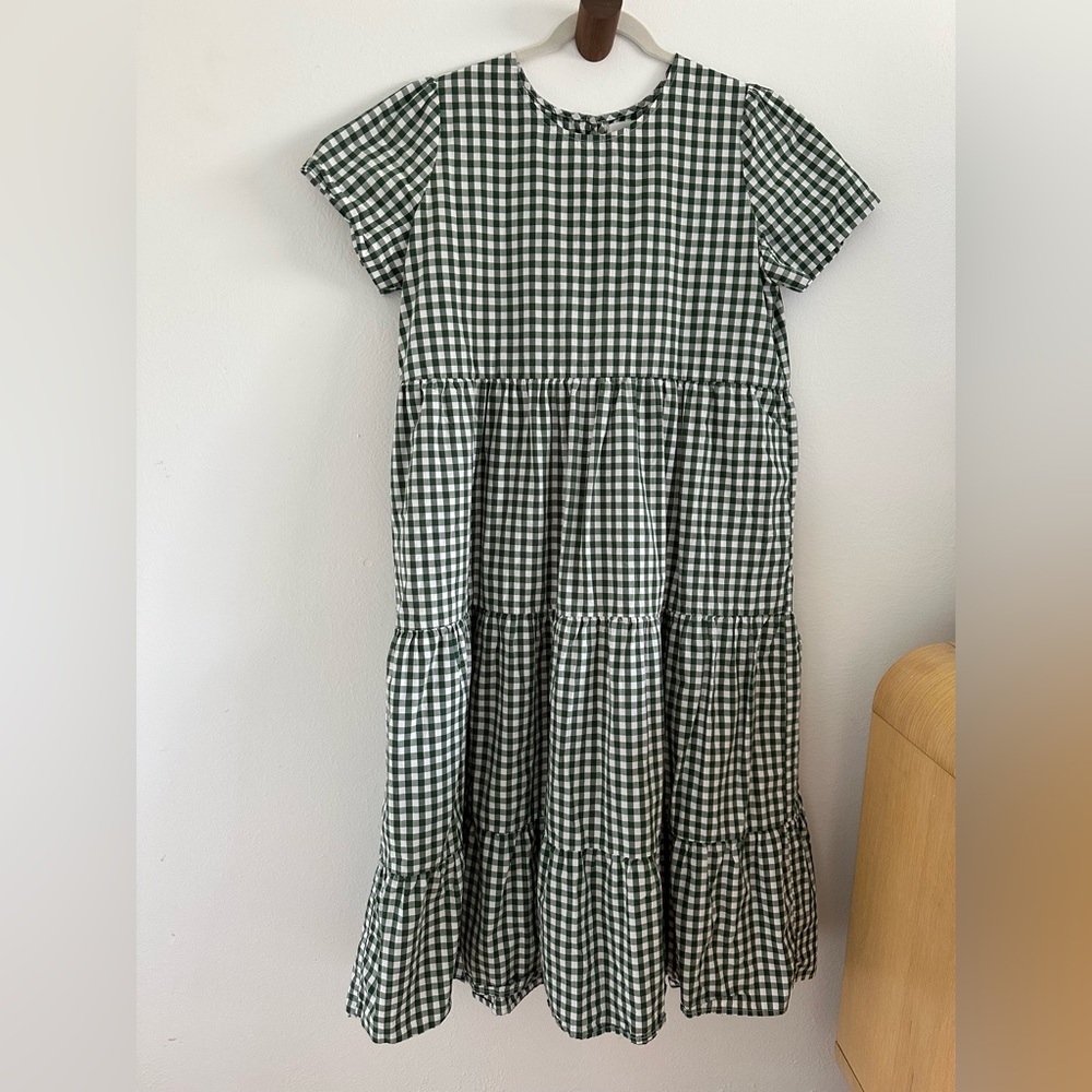 Tradlands CHALET TIERED DRESS green gingham size S